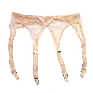 Vintage beige nude polka dot garter belt sz. S